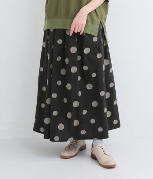 ランダムドット　コットンタックスカート(ブラック-F)