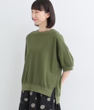 リネン混　リブコンビプルオーバー(グリーン-F)