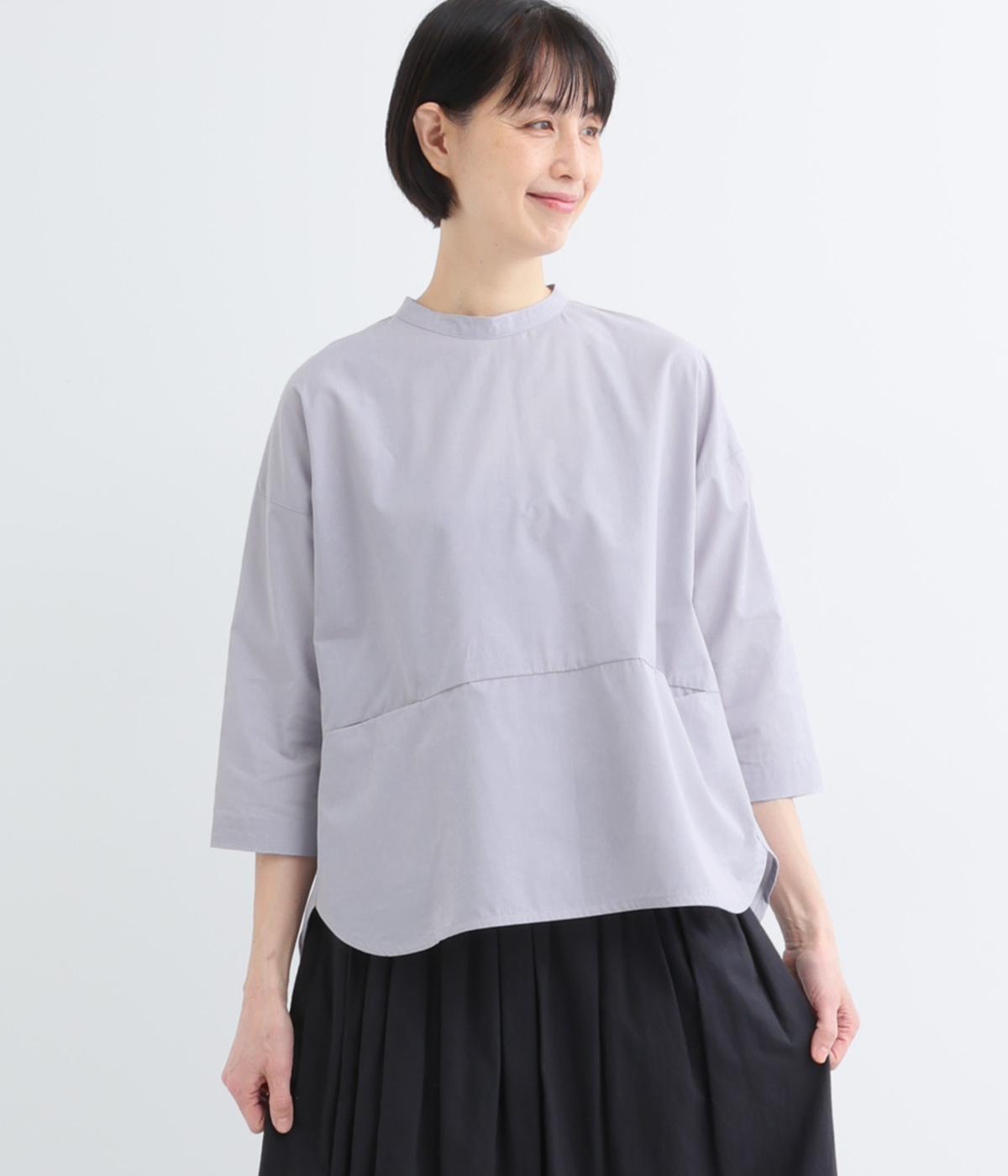 コットンブロードシャンブレー　プルオーバーブラウス(パープル-F)