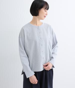 コットン刺繍　切替カーディガン(ライトブルー-F)
