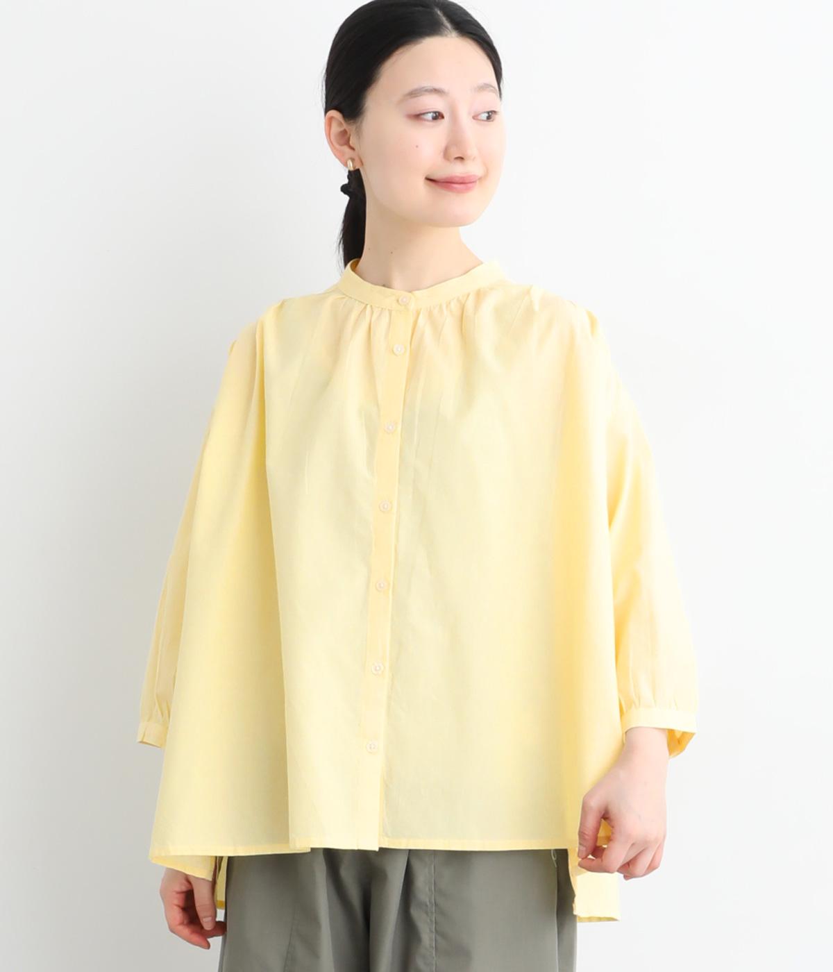 コットン柄アソート　ヨーク刺繍7分袖ブラウス(イエロー-F)