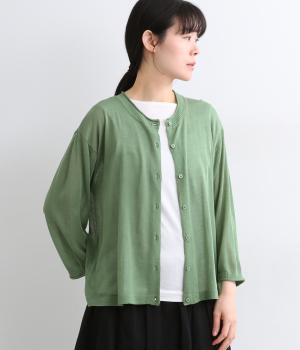 リネン混　7分袖ニットカーディガン