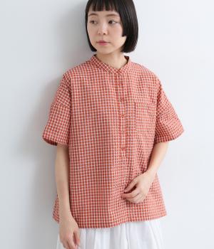 リップル加工チェック柄アソート　前開きブラウス