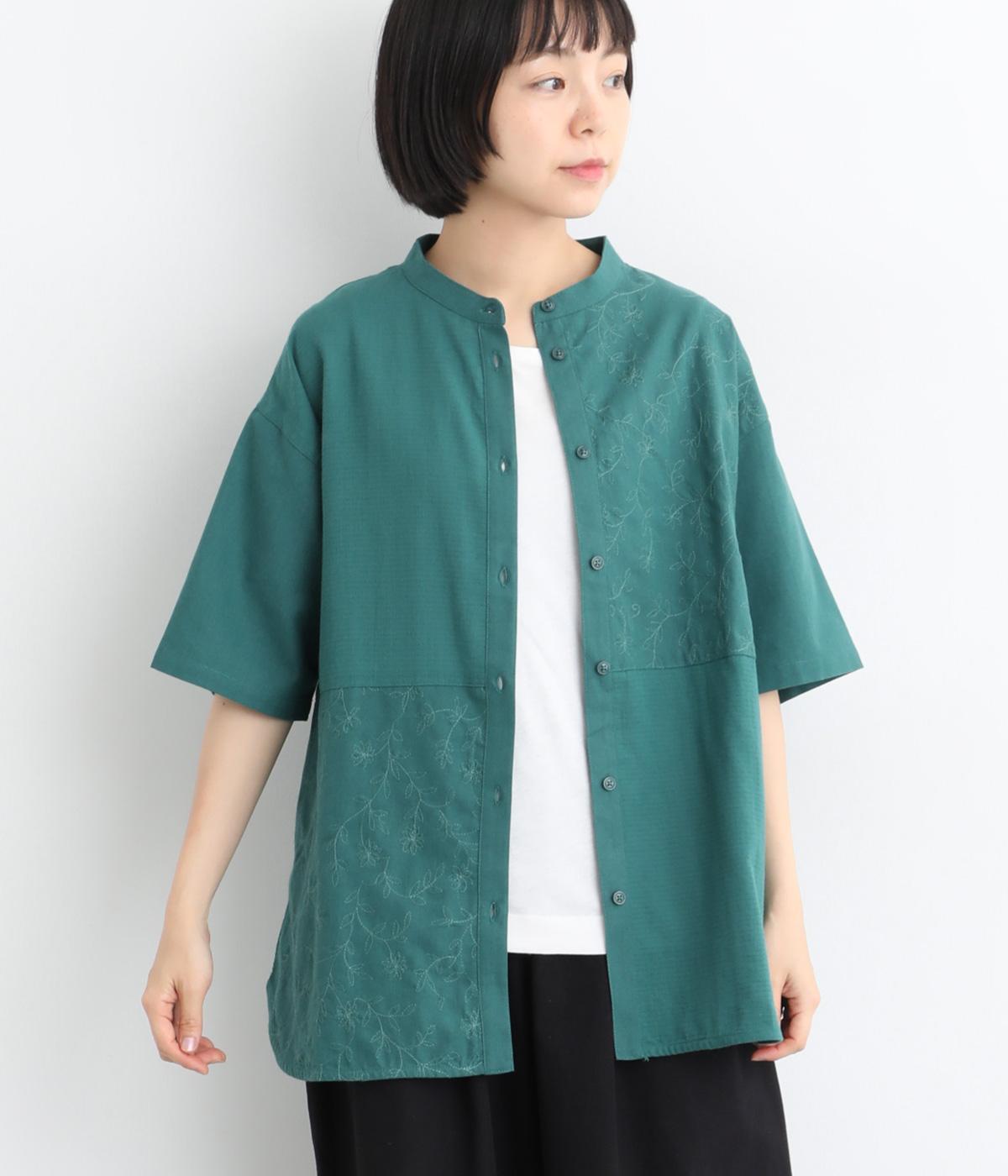 無地×刺繍 切り替え5分袖チュニック｜cloudnine（クラウドナイン）の