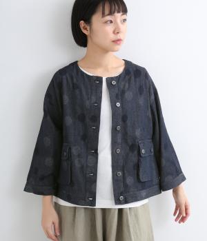 ジャカードドット柄ジャケット（ネイビー・ML）