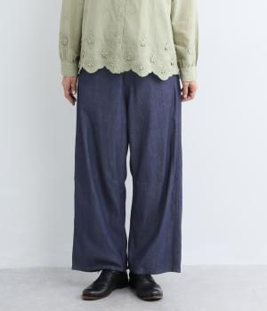タテスラブバルーンテーパードパネル切替カーブパンツ（ネイビー・ML）