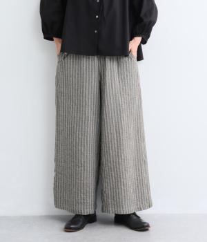 コットンリネンレーヨンストレートワイドパンツ（ネイビー・ML）
