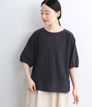 袖裾刺繍ぽわん袖プルオーバー(ネイビー-ML)