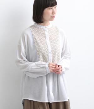 コットンリネンレーヨンヨークアンティーク刺繍チュニック(ホワイト-ML)