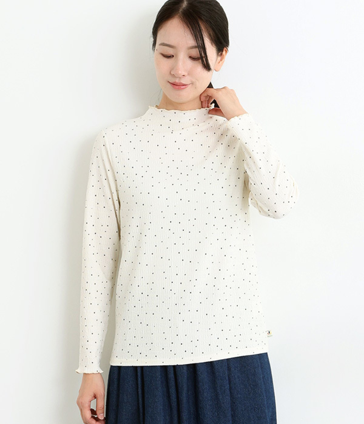 ボトルネックシャーリングカットプルオーバー(キナリ-M)