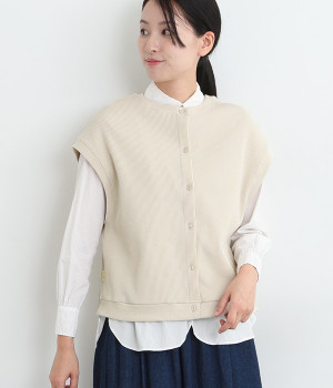 2wayワッフルカットベスト(ライトベージュ-L)