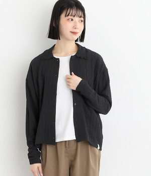 襟付きシャーリングカーディガン