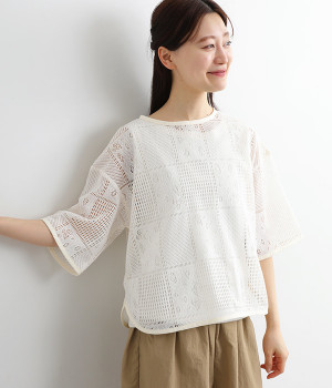 ラッセルレースワイドプルオーバー(アイボリー-L)