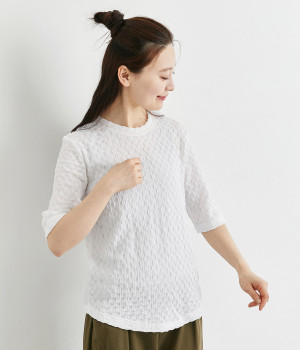 シャーリングブロック柄カットプルオーバー