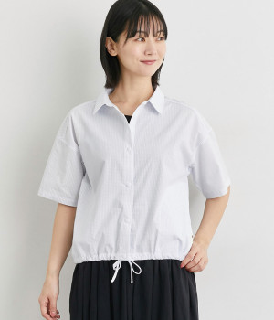 裾絞りスナップボタンシャツ