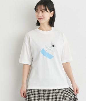 サウナプリントゆったりサイズTシャツ(オフ-L)
