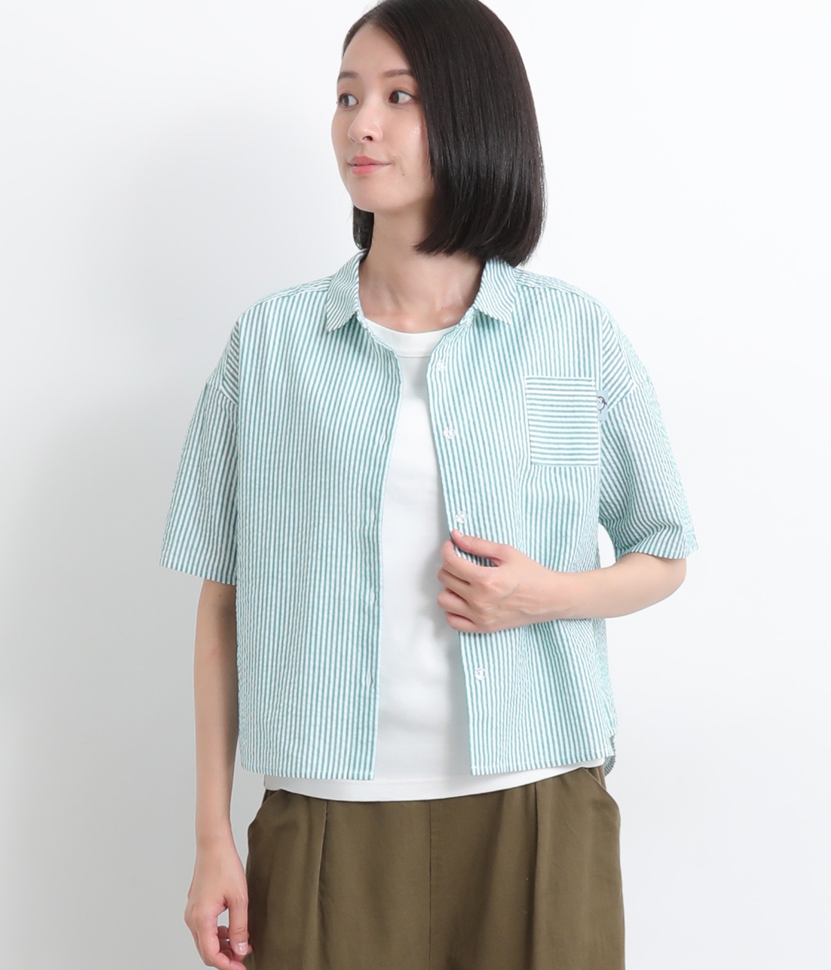 襟付きサッカーシャツ(グリーン-M)