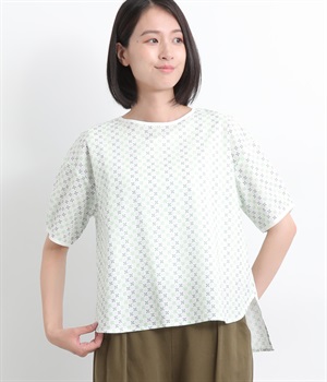 ラムネ瓶モチーフ総柄プリントプルオーバー(オフ-L)