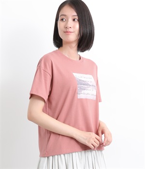 里山プリントTシャツ(ピンク-L)