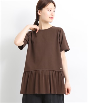 チュール切り替えカットプルオーバー(チョコレートブラウン-L)