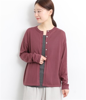 シアーシンプルニットカーディガン(オールドローズ-M)