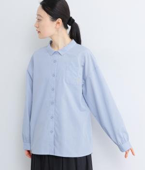 つながる刺繍入りシャツ(ブルー-M)