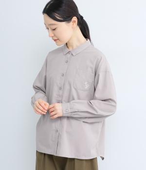 つながる刺繍入りシャツ(ライトグレー-L)