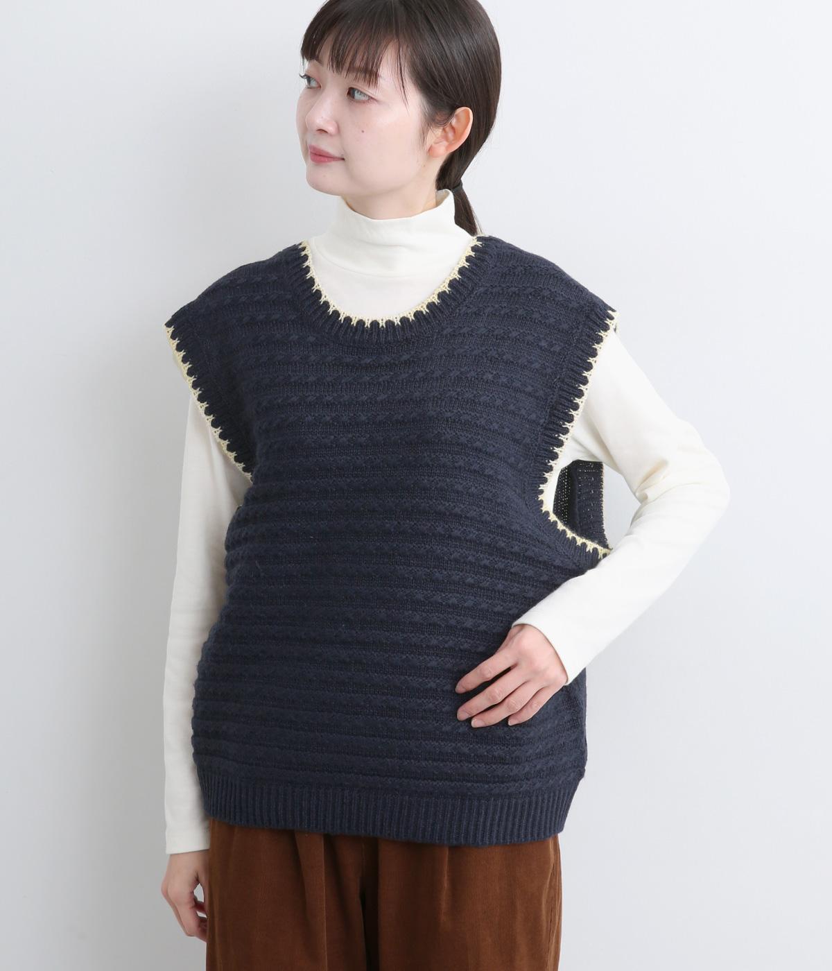 ブランケットステッチ入り2wayニットベスト｜Keitto（ケイット）の商品詳細