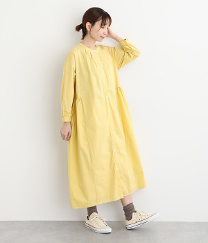 お祝いモチーフ付きシャツワンピース(イエロー-M)