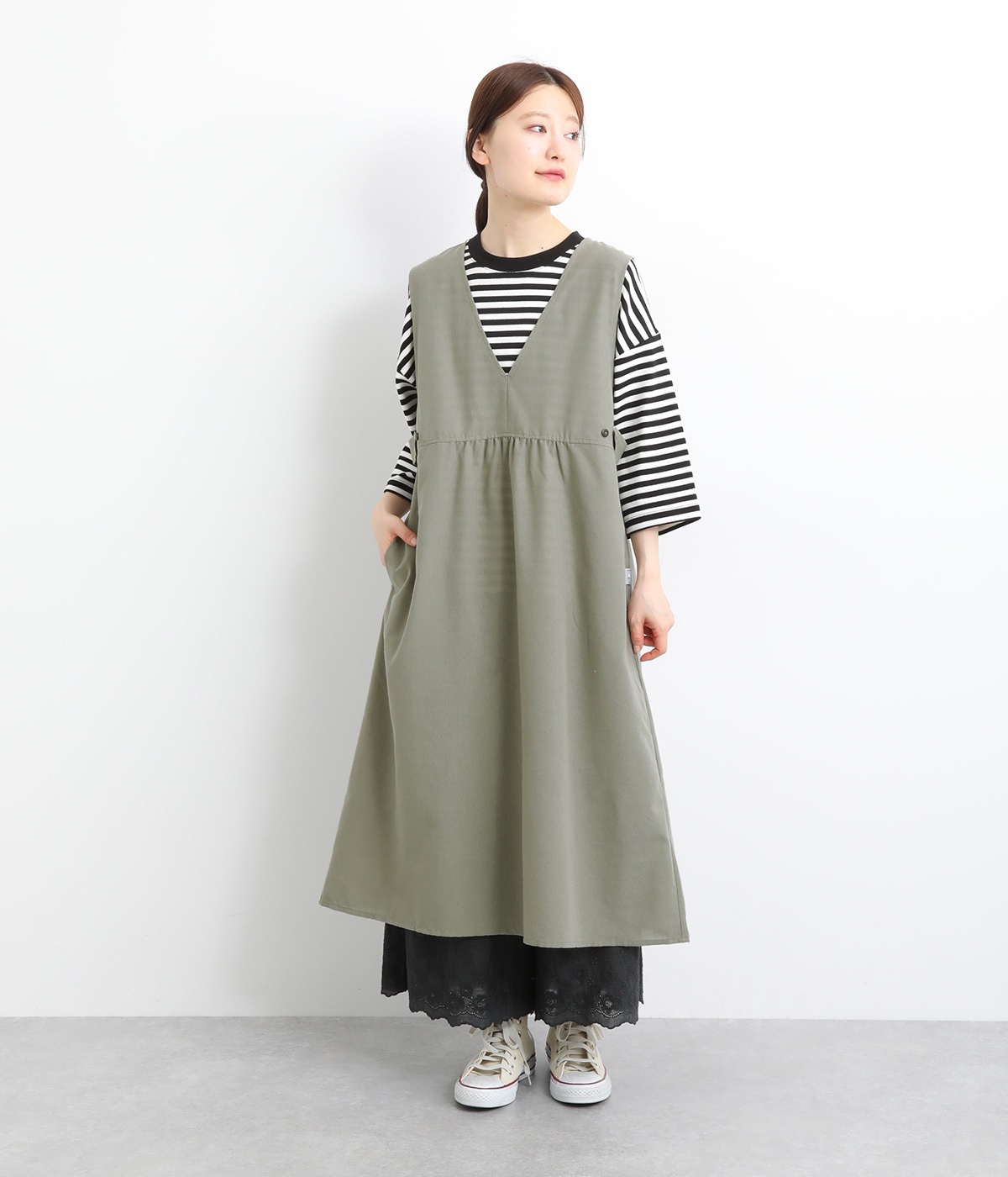 FIKAピスネームジャンパースカート(カーキ-L)