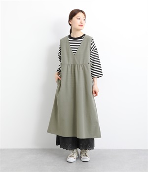 FIKAピスネームジャンパースカート(カーキ-L)