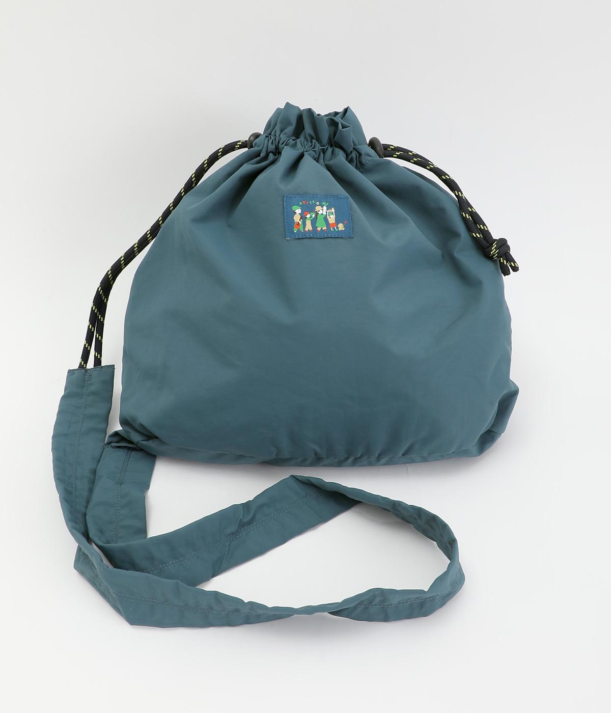 ナイロンドローストリングショルダーバッグ(ブルー-F)