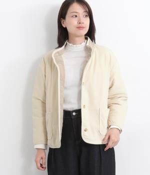 スタンドカラー中綿ジャケット(アイボリー-M)