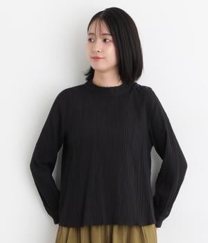 シャーリングスタンドカラープルオーバー(ブラック-M)