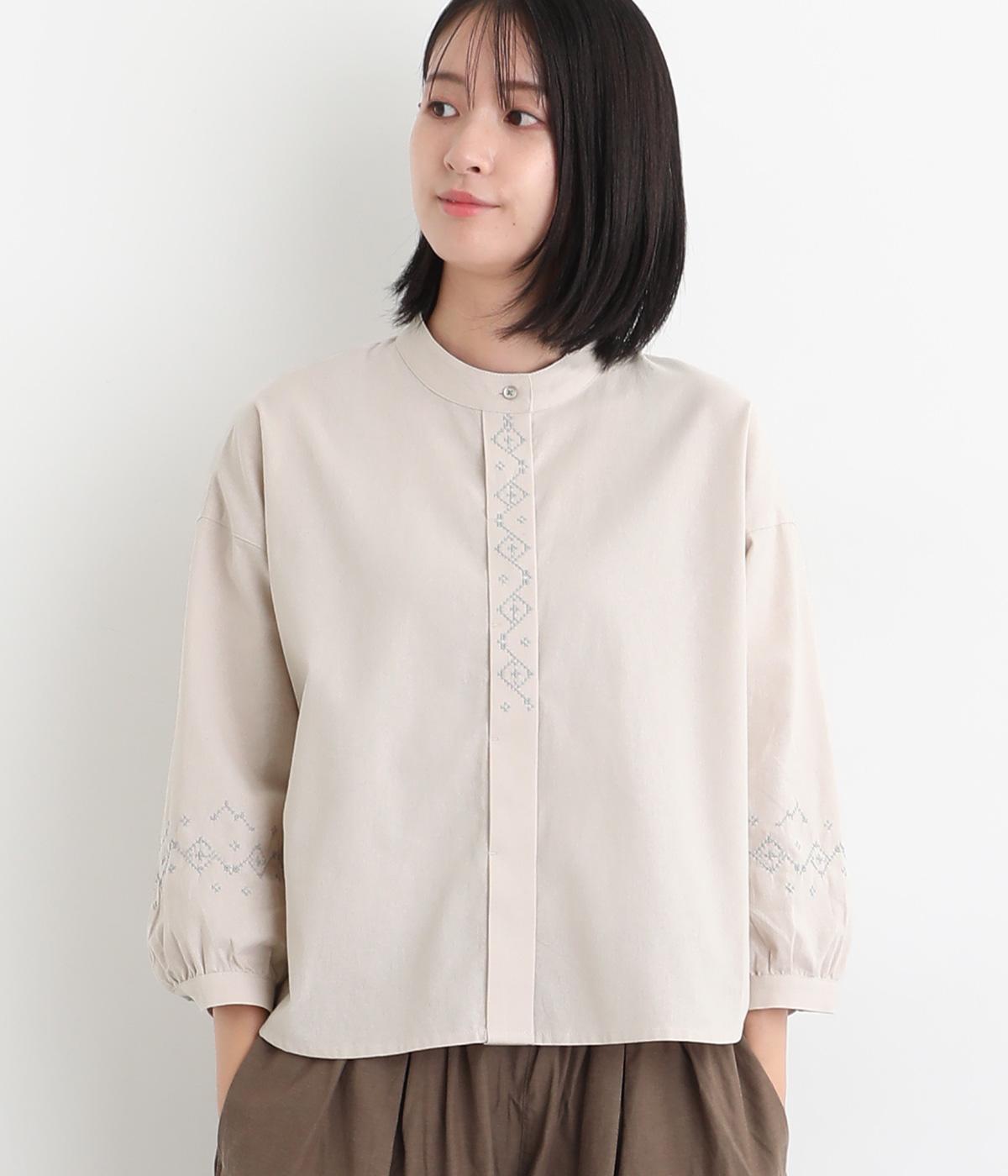 星座刺繍ブラウス(グレージュ-M)