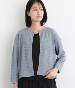シャーリングカットカーディガン(ブルー-L)
