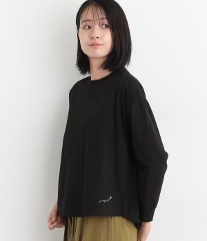 布帛切り替えプルオーバー(ブラック×ブラックドビー-M)