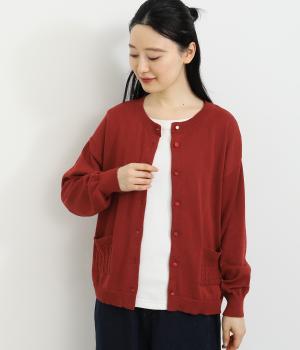 色々ボタンきれいめカーディガン(レッド-L)