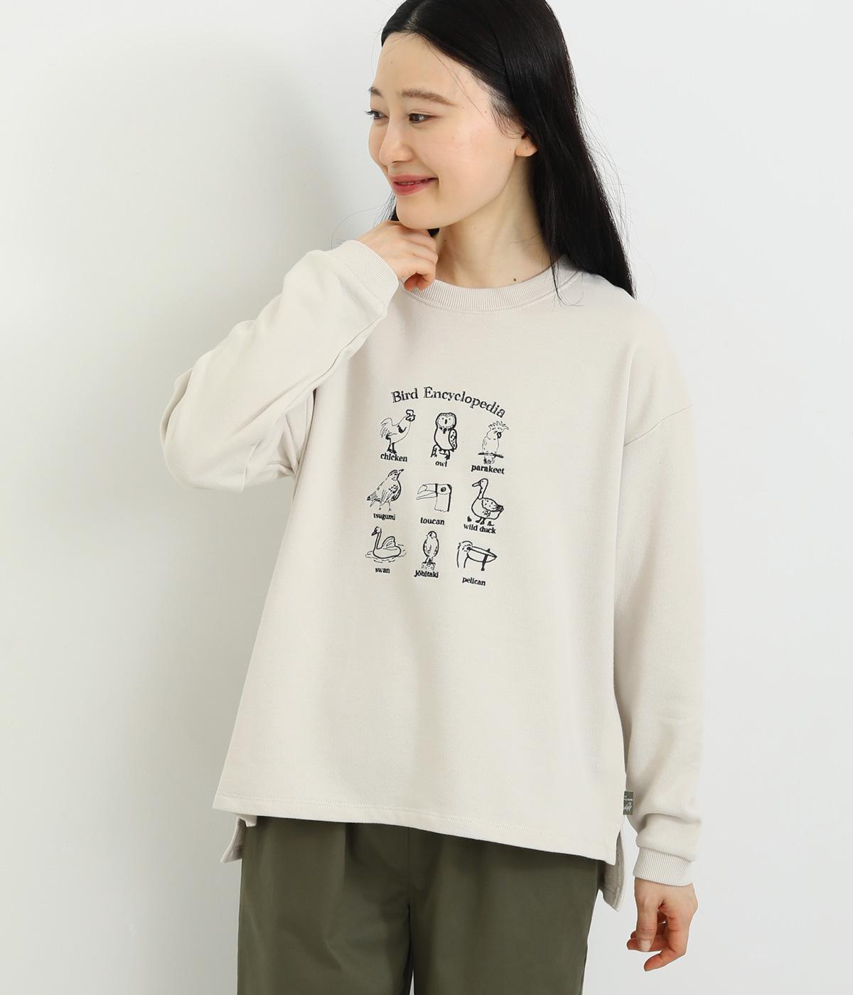 犬　鳥　刺繍プルオーバー(アイボリー-M)