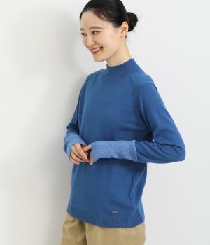 2枚襟ハイネックプルオーバー(ブルー-L)
