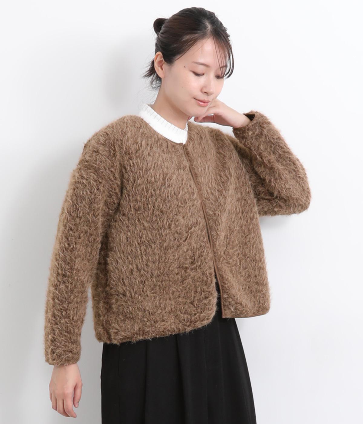 カットシャギーカーディガン(ブラウン-M)