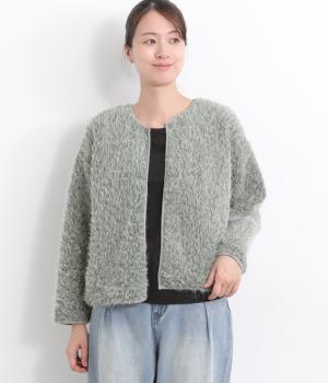 カットシャギーカーディガン(グレー-L)