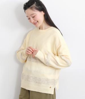2way異素材ニットプルオーバー(キナリ-L)