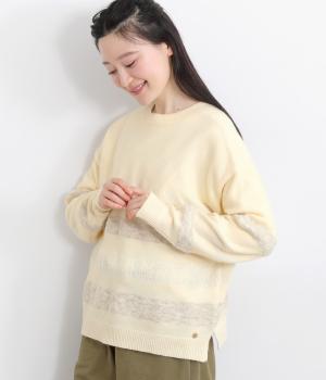 2way異素材ニットプルオーバー(キナリ-M)
