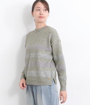2way異素材ニットプルオーバー(グレー-L)