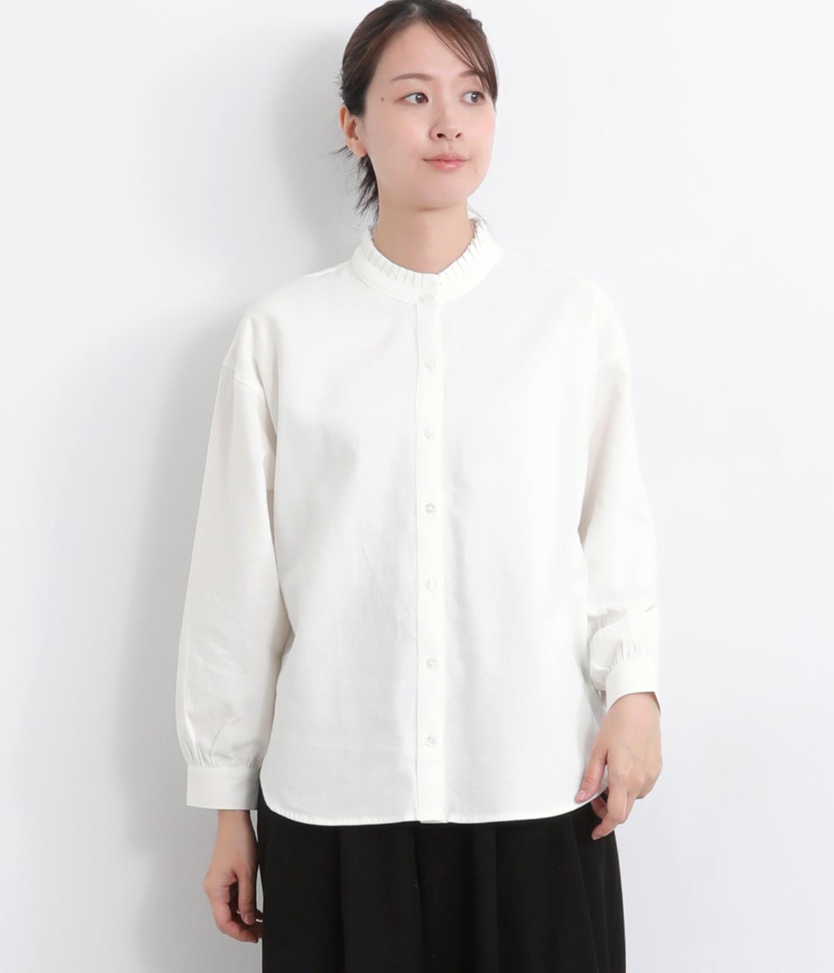 襟タックフリルシャツ(キナリ-M)