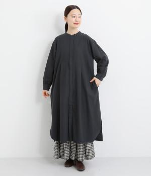 コットンビエラ微起毛ボザムシャツワンピース(ダークネイビー-L)