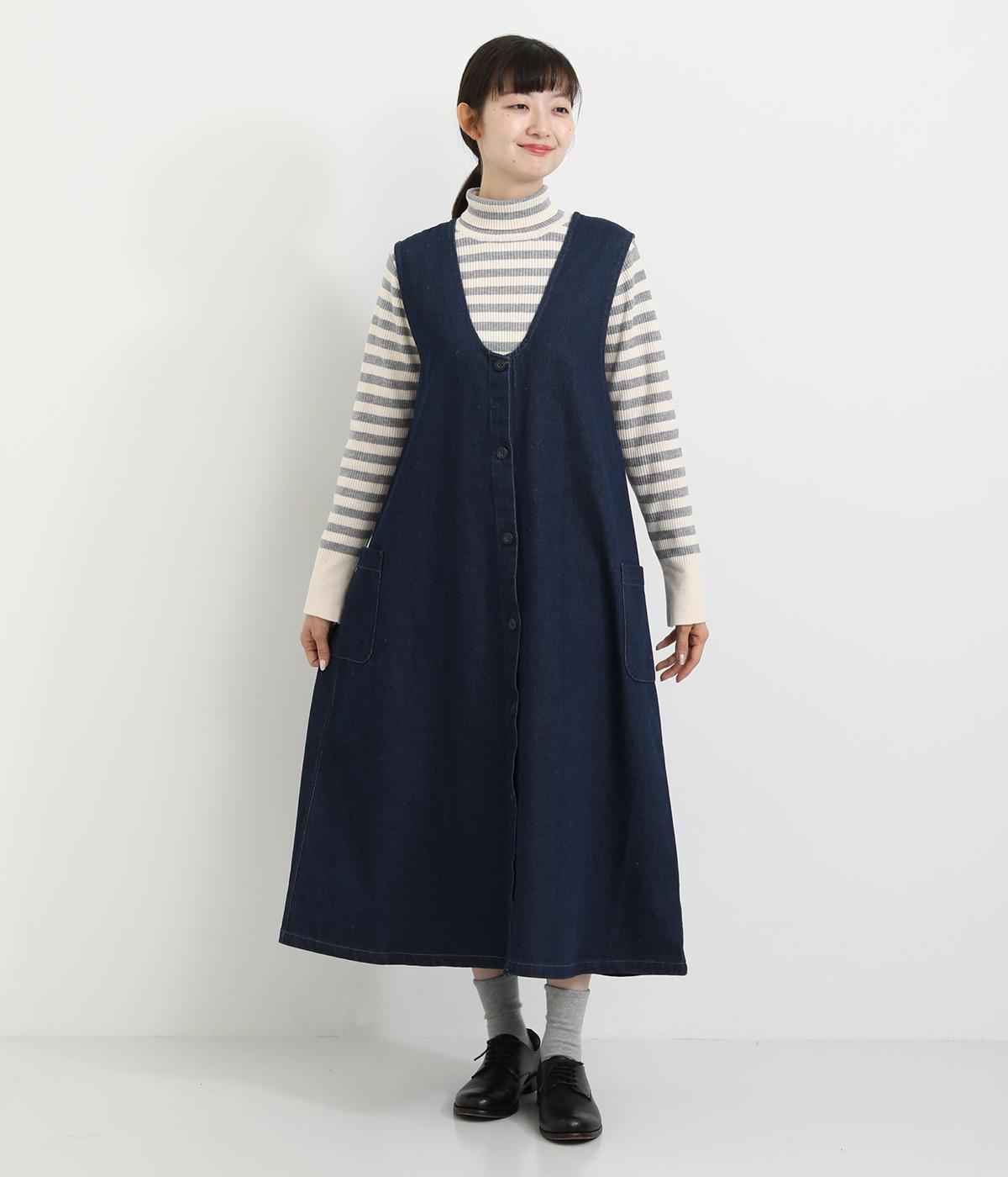 バードピスネーム付きジャンパースカート(インディゴネイビー-M)