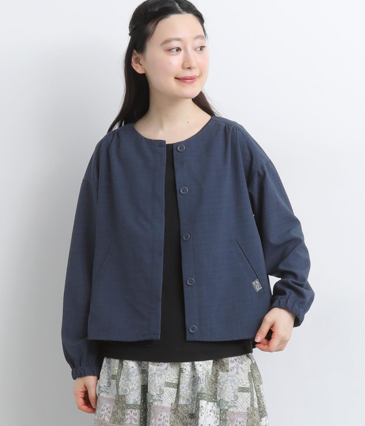 ふんわりギャザーブルゾン(ネイビー-M)