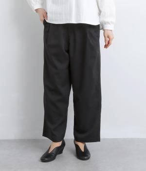 タック入りテーパードパンツ(ブラック-L)
